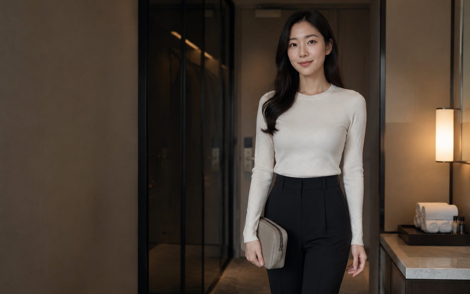 서울 송파구 방문 홈케어를 안내하는 젊은 성인 한국 여성 관리사